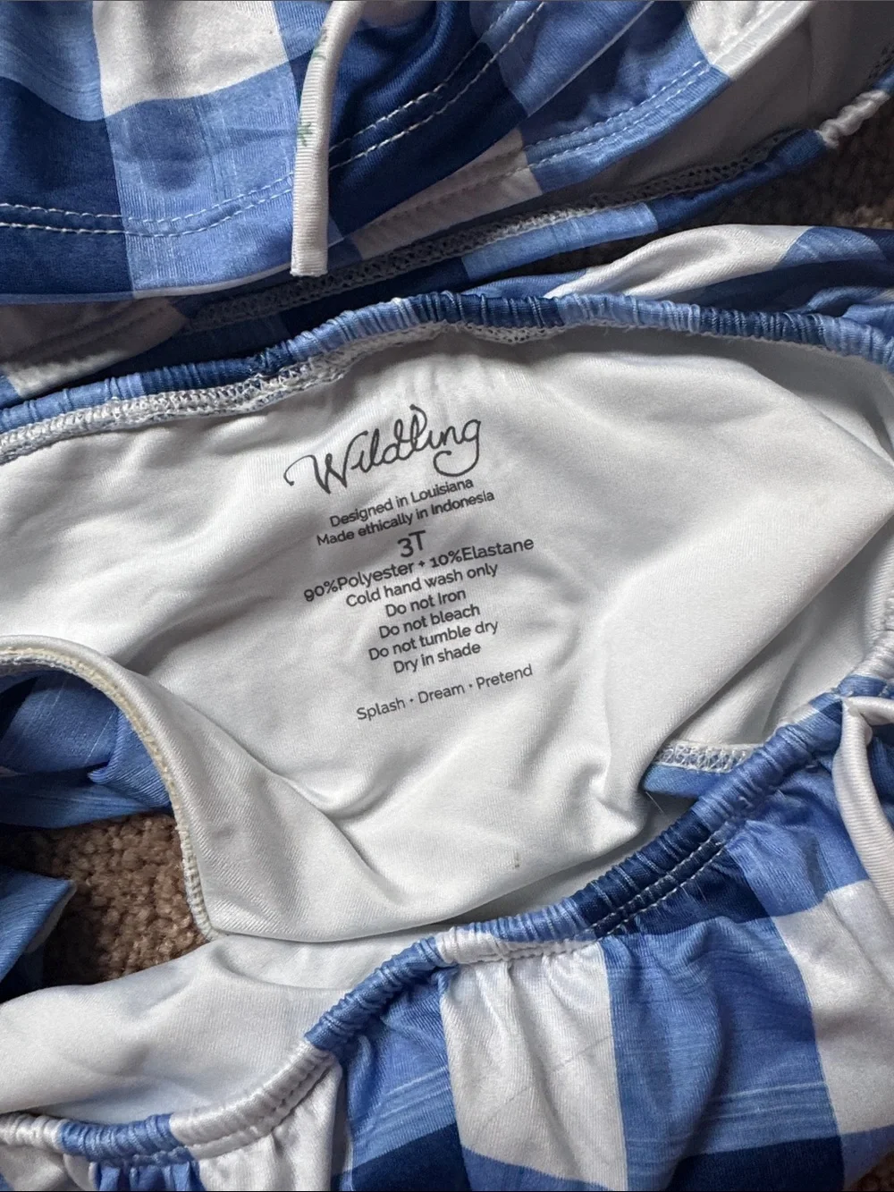 Well Dressed Wolf - Wildling - Girls Blue and White Gingham Ruffle Bikini